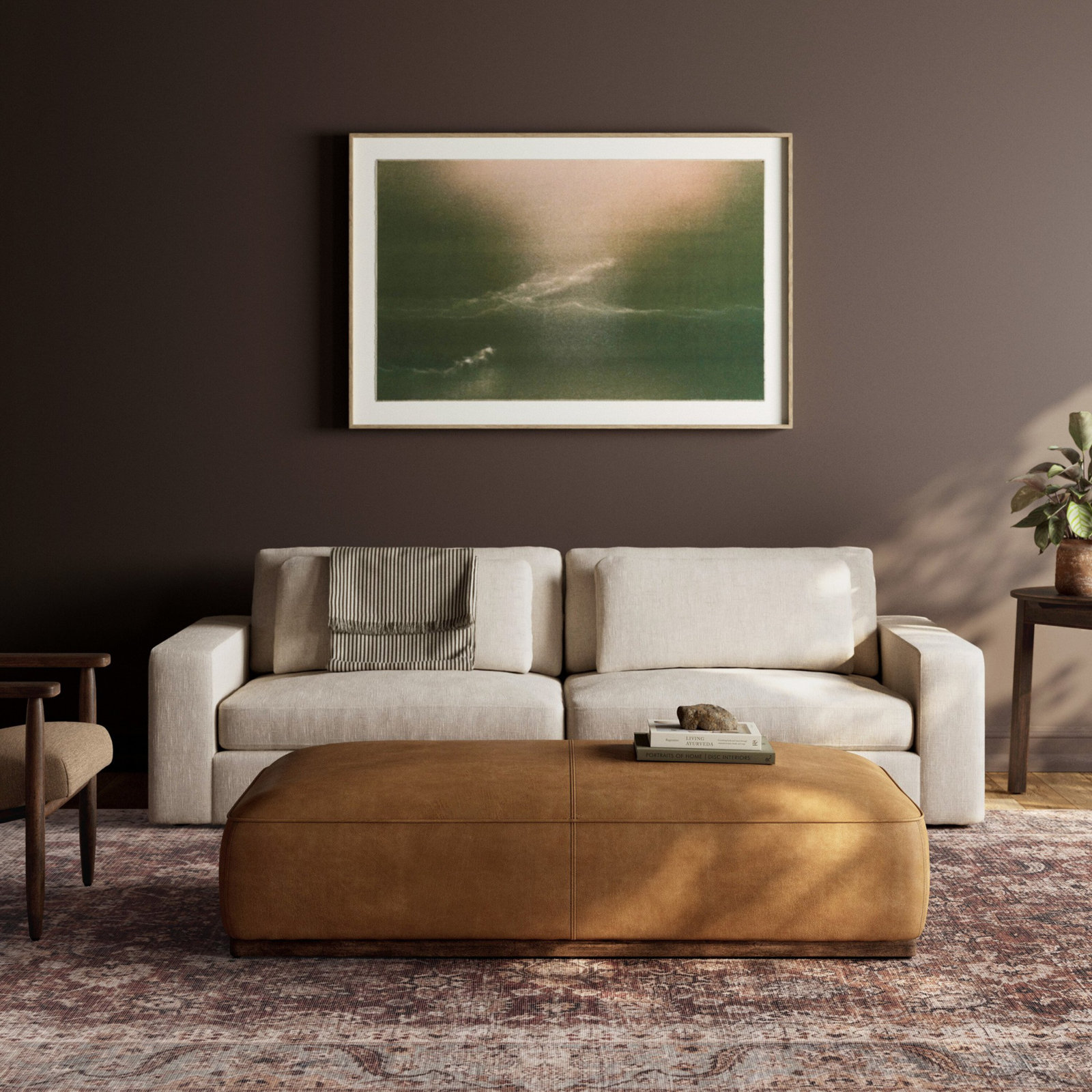 Audrianne Upholstered Ottoman, Palermo Butterscotch Genuine Leather