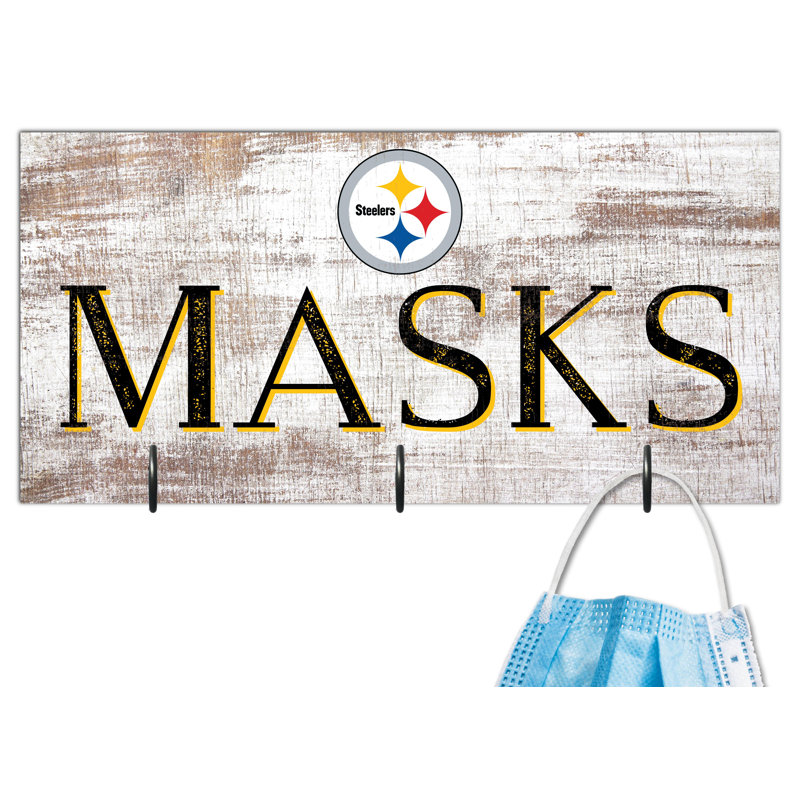 3 - Hook Wall Mounted Coat Rack, Pittsburgh Steelers