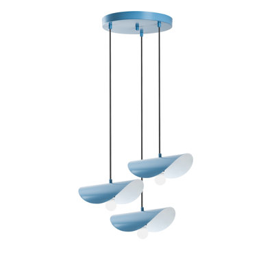 Elegant Light Blue Chandelier, Metal Body, 19.7 Inch Diameter | Adjustable Height 29.5 - 41.7 Inches | Base Plate Ø11.8 x 1.2 Inches | 3 x E27 Max 40W, Ideal for Living Room & Dining Room Décor, Bulb Not Included