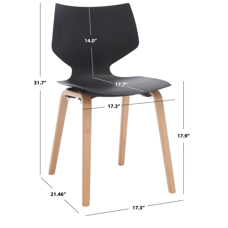 Black and Natural Wood Scandinavian Dining Chair Set