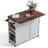   39.8"W Kitchen Cart With Drop Leaf ，Power Outlet, Kitchen Island On Wheels With  Storage Cabinet & Glass Doors