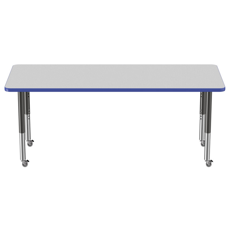 Table d'activité rectangulaire à hauteur réglable en forme de T, 30 po x 72 po, Gris/Bleu/Noir, Super