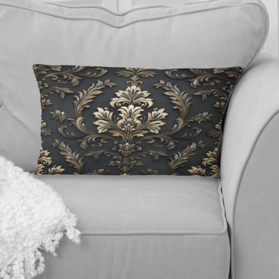 Black Gold Damask Glamour I - Damask Pillow