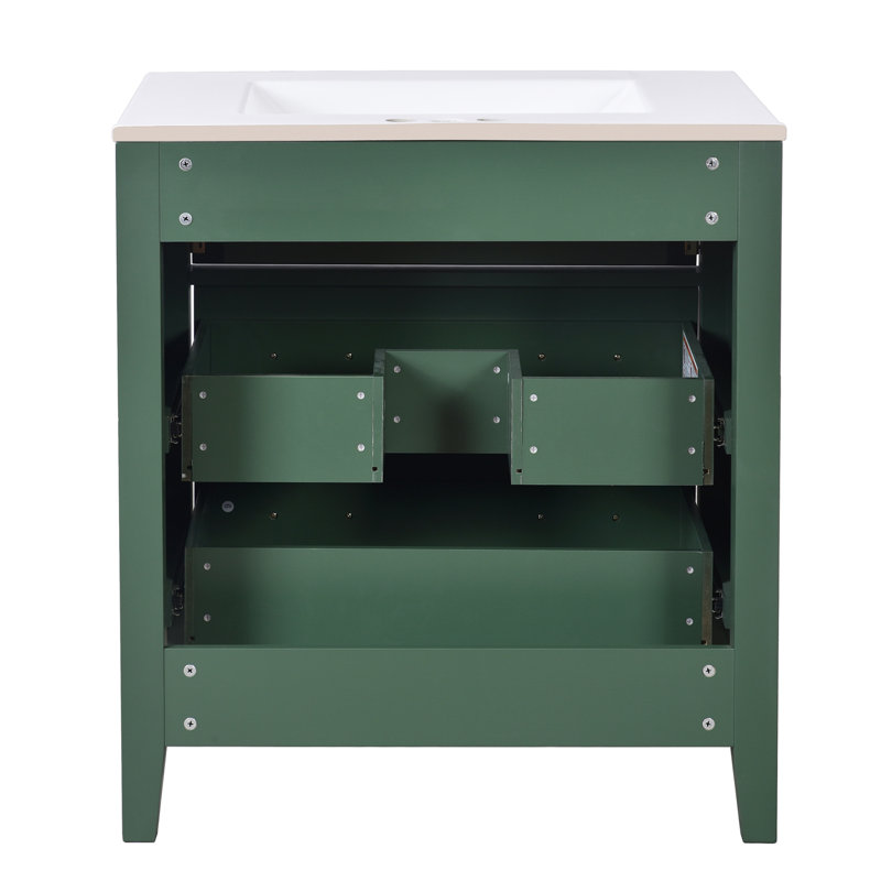 Ensemble de meuble-lavabo avec lavabo en céramique, Vert