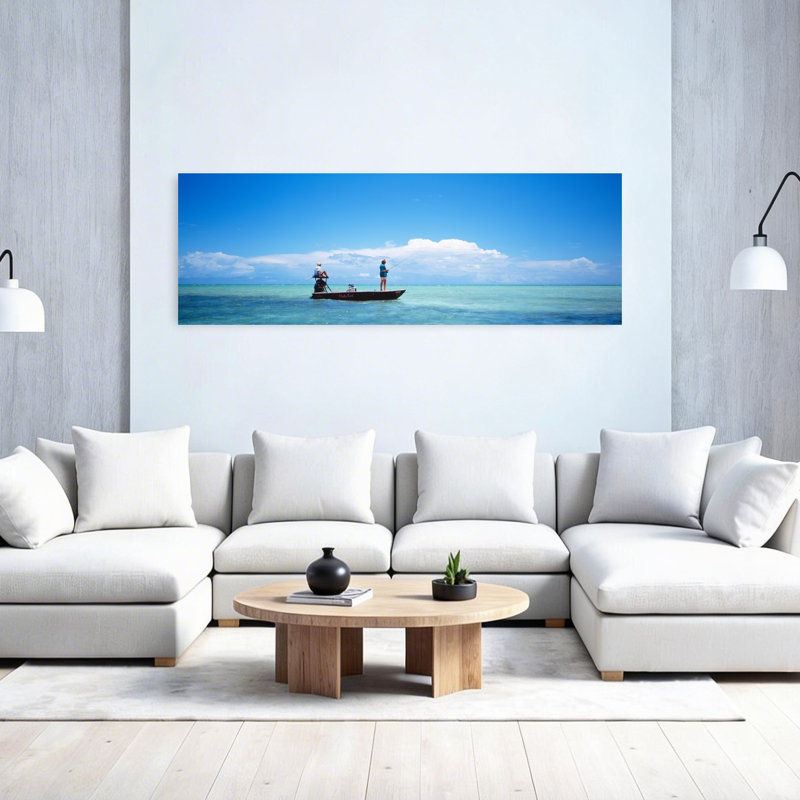 Petite embarcation de pêche Tarpon, art mural paysage marin océan, Floride, États-Unis, H 20 po x l 60 po