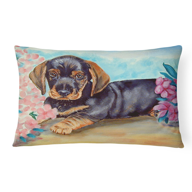 Coussin décoratif intérieur/extérieur rectangulaire teckel