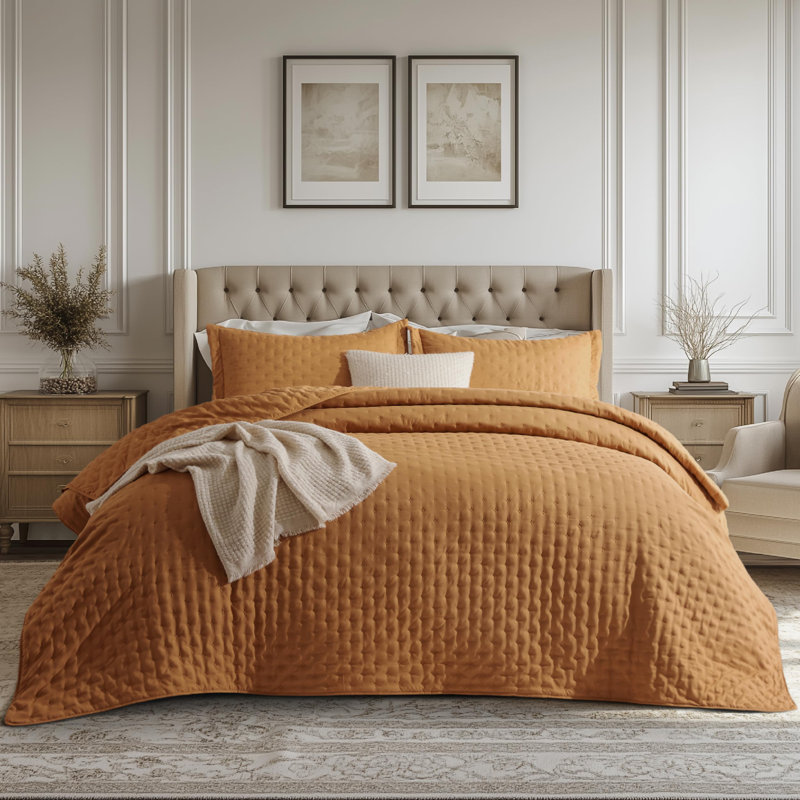 Bedsure Boho Quilt Set - Ultra Soft Quilt Bedding Set for Boho Bedroom Decor, For All-Season , Honey Ginger Clover