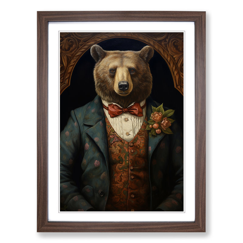 Bear Victorian Art - Framed Print, Walnut Framed, 34cm H x 25cm W