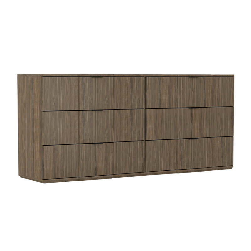 Commode double à 6 tiroirs Clive, Noyer