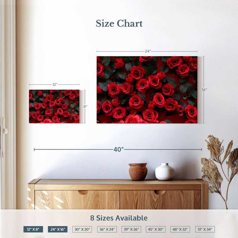 Roses rouges artificielles Harnek, H 16 po x l 24 po