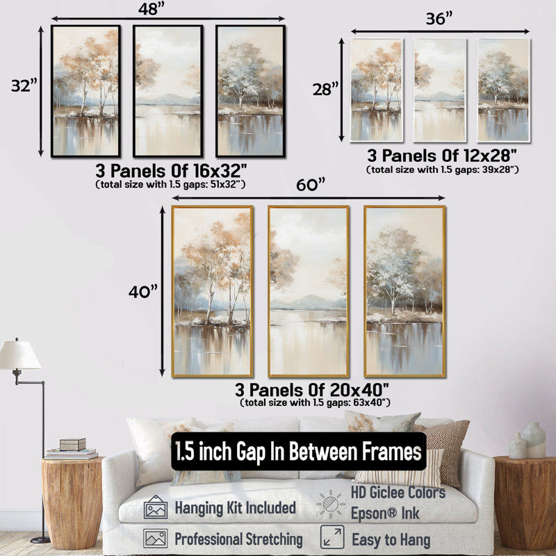 «Enchanted River Forest Minimalisme Charm», ensemble d'art mural sur toile River Decor, Cadre naturel flottant