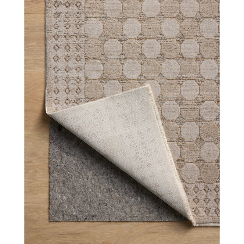 Amber Lewis Taupe and Natural Geometric Area Rug with Fringe