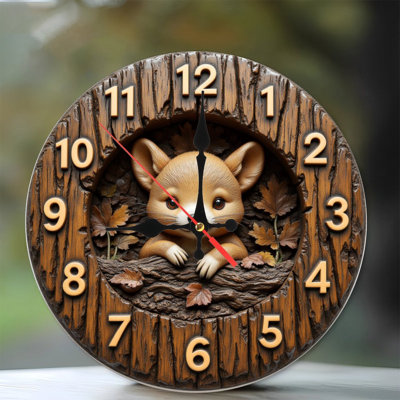 10'' Round MDF Wall Clock with Silent Quartz Movement and No-Drill Hanging Hook(AA Batteries Not Included)