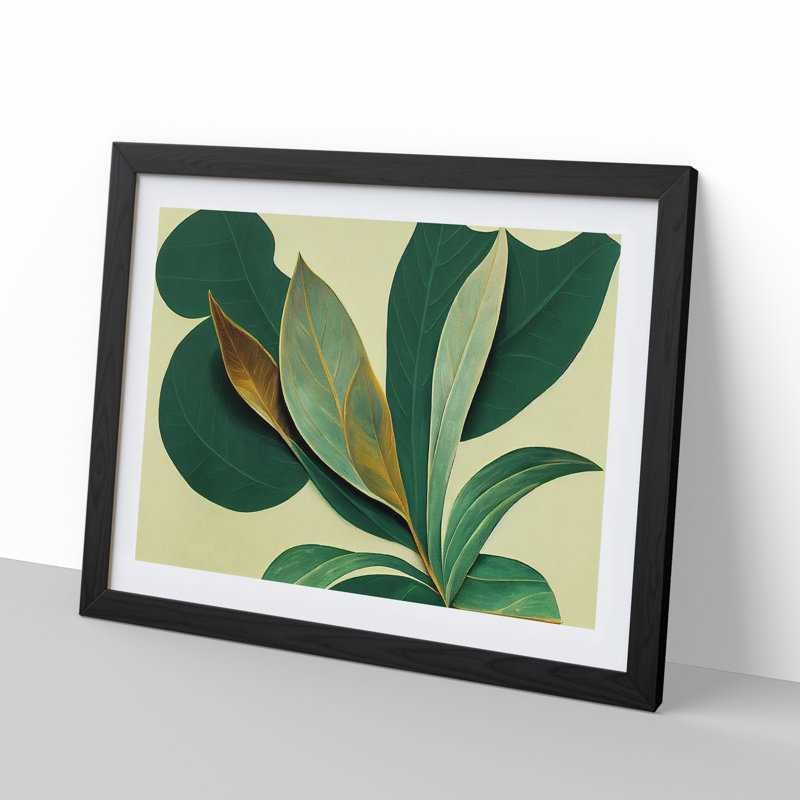 XH1022-7163X Pretty Leaves Vol.1 - Single Picture Frame Print, black, 46cm H x 64cm W