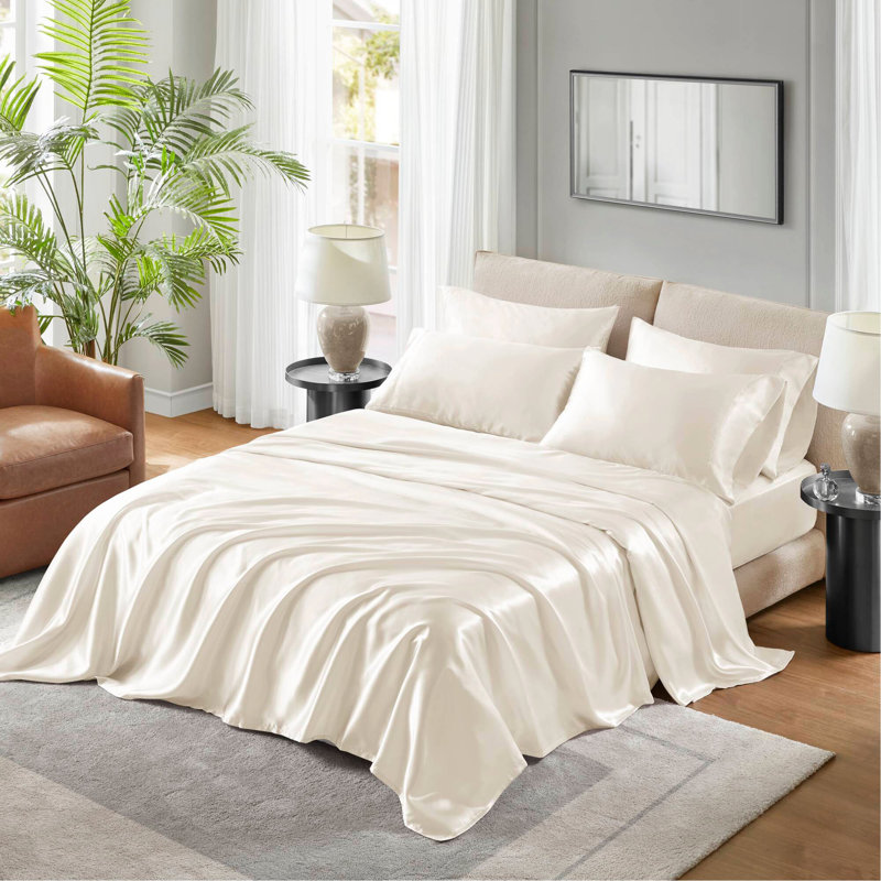Ensemble de draps 4 pièces, Ivoire ivoire, Couvre-lit simple + 3 pièces supplémentaires