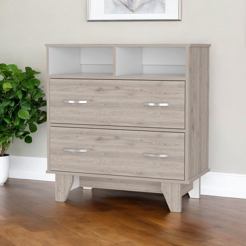 Commode 32 po à deux tiroirs en chêne