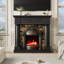Foyer électrique de 51,2 pouces avec manteau, meuble télé de style ferme avec foyer, colonne romaine classique et spots ajustables-1511461200