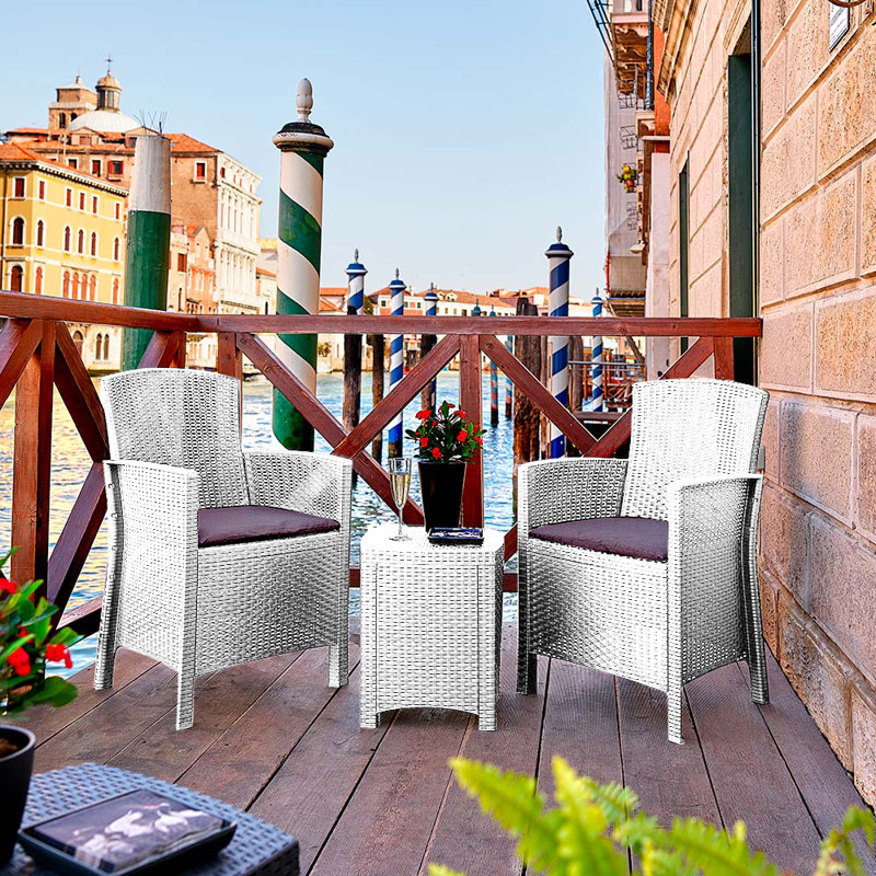 Outdoor Lounge Set Jupiter, Garden Set with Cushions, Rattan Effect, White
