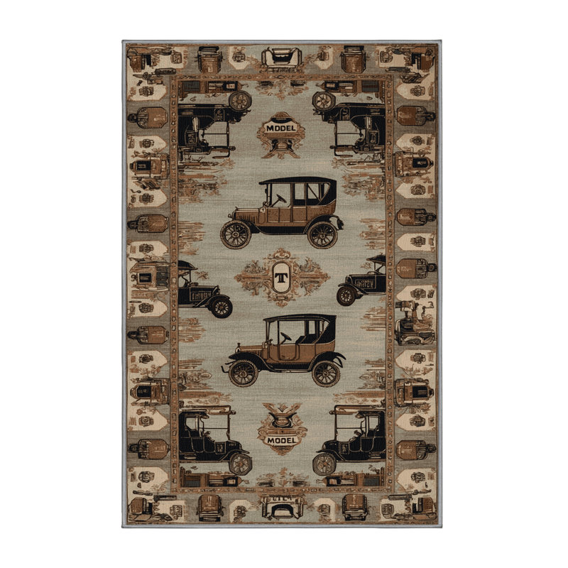 Machine Washable Transportation Gray Area Rug, Tapis de couloir 2 pi x 4 pi