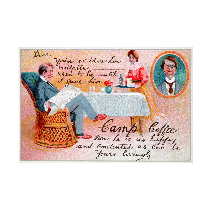 Impression sur toile, artiste inconnu, Camp Coffee, C. 1920, H 16 po x l 24 po