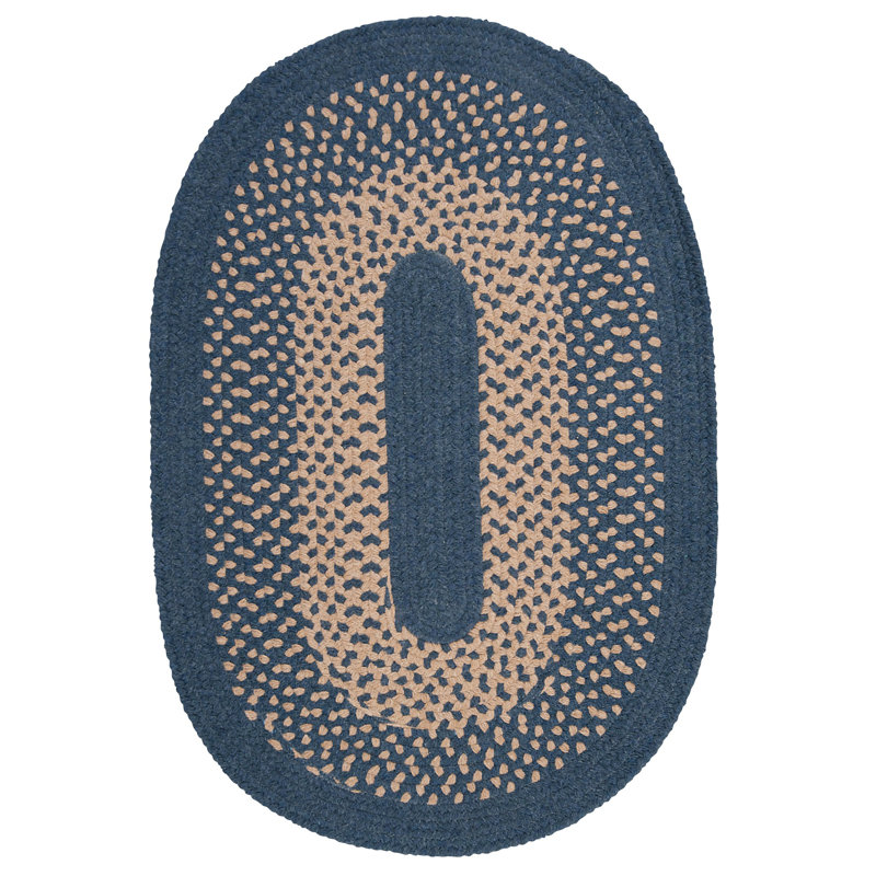 Handmade Federal Blue Braided Wool Blend 5' x 7' Oval Rug