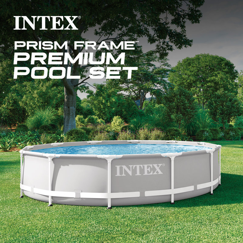Steel Frame Set Pool, 12' W x 30" H, Gray
