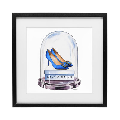 «Blue Heels in Bell Jar», reproduction sous verre encadrée, design par Amanda Greenwood