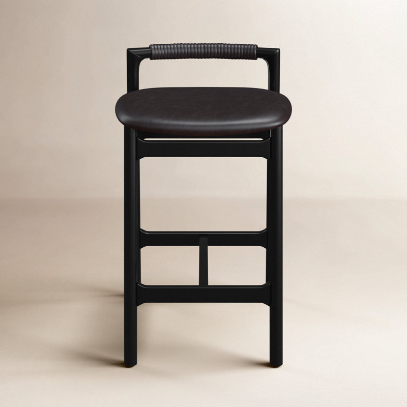 Baden Stool, Counter Stool (26" Seat Height), Sonoma Black/Genuine Leather, Brushed Ebony