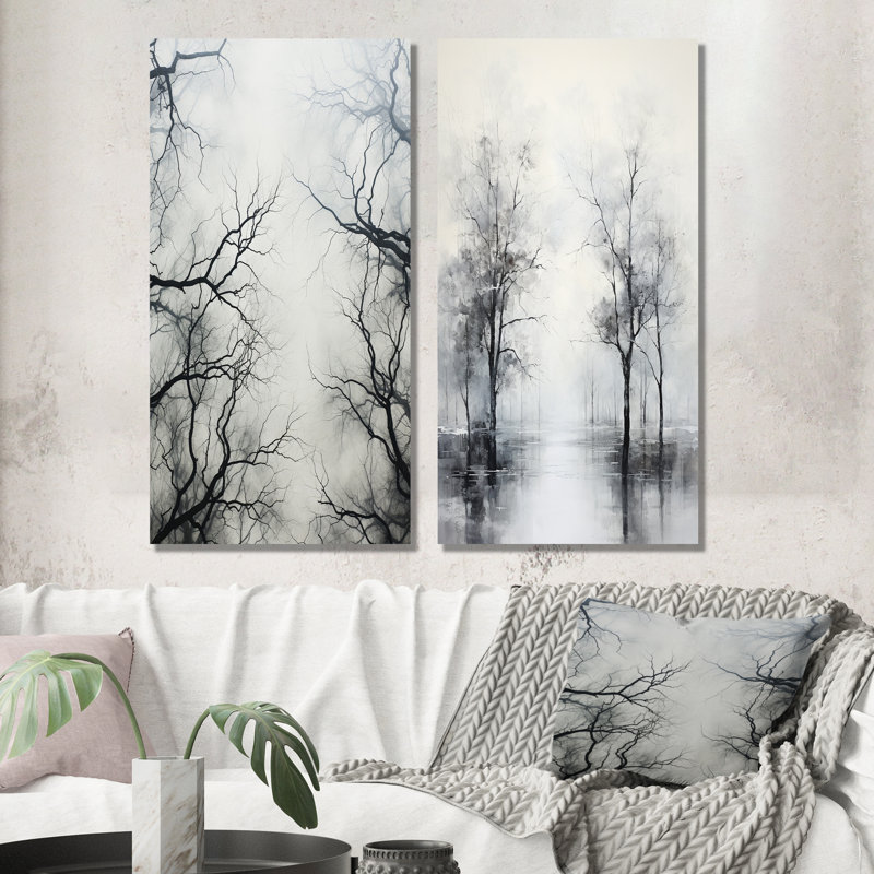 Monochromes Mystic Forest Consistency - Ensemble de 3 décorations murales monochromes en métal, H 28 po x l 24 po