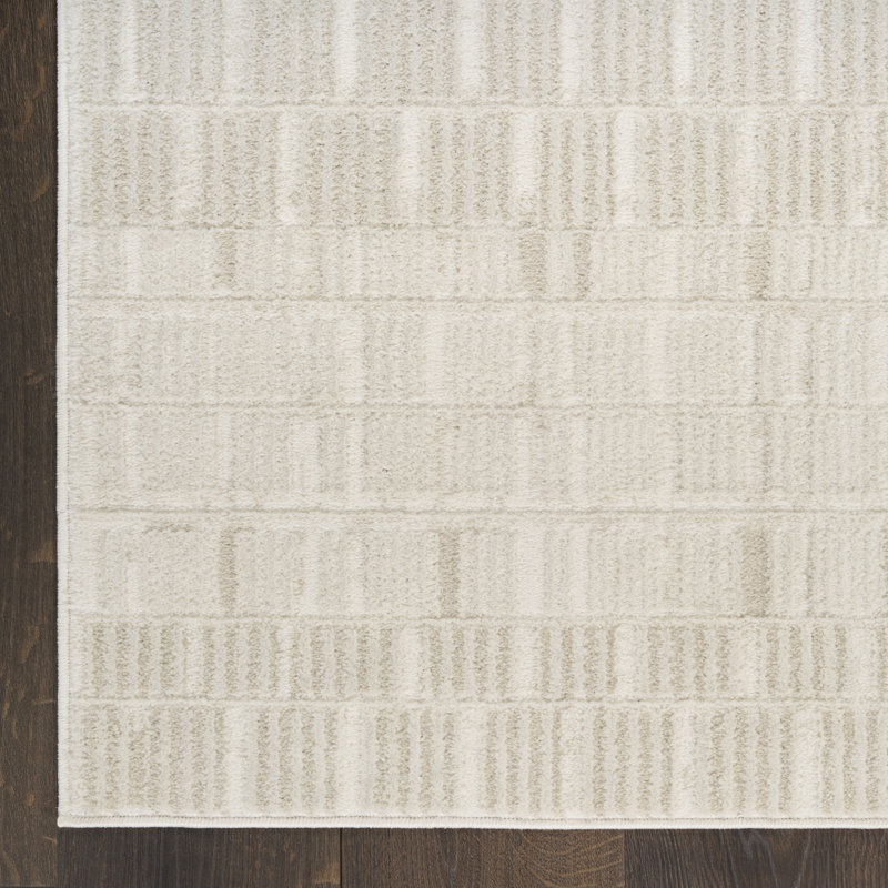 Ebern Designs Reimann Ivory Modern Indoor Rug, Runner 2' x 6'