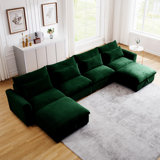 Big Deep Seat U-Shaped Corduroy Sectional Couches For Living Room
