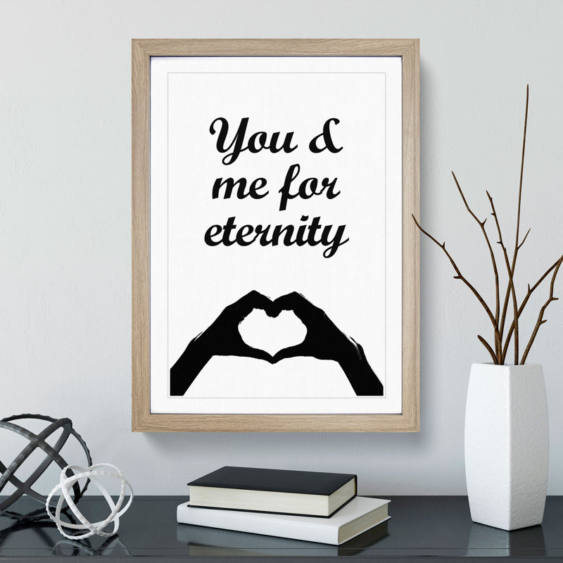 You and Me for Eternity - Picture Frame Typography, 65cm H x 48cm W x 2cm D, Oak