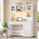 Bureau d'ordinateur en bois l 47,2 po avec huche et éclairage à DEL, blanc