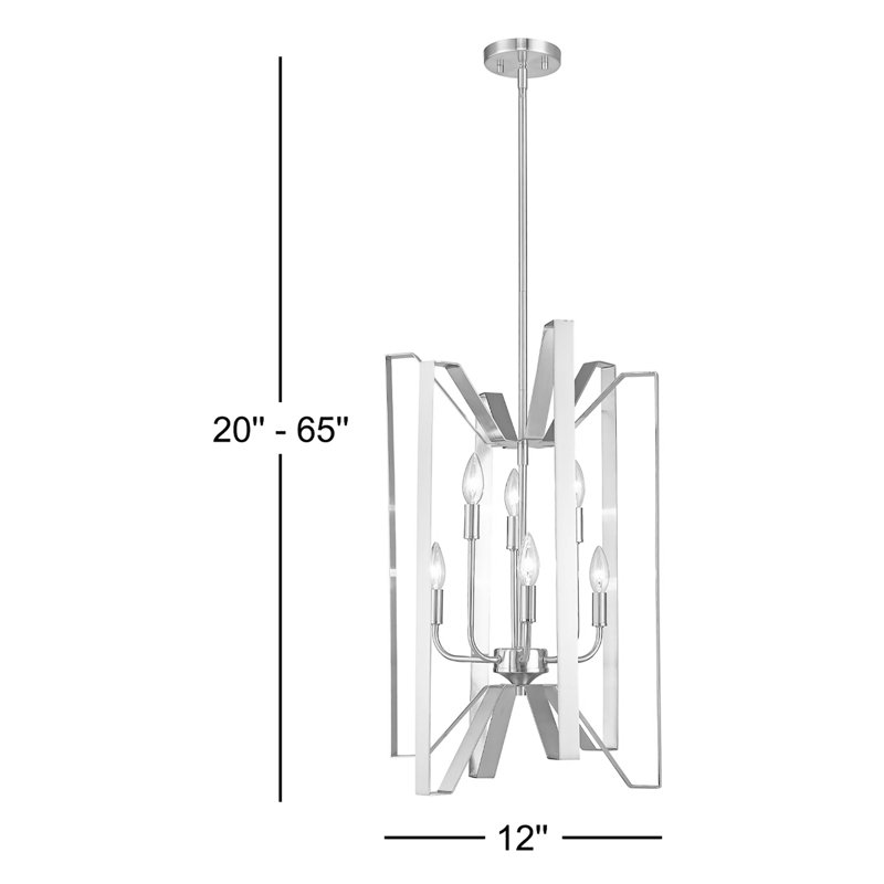 Lustre géométrique unique à 4 lumières Algertha, Nickel brossé