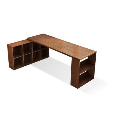 Nut-brown L-Shaped Solid Wood desk