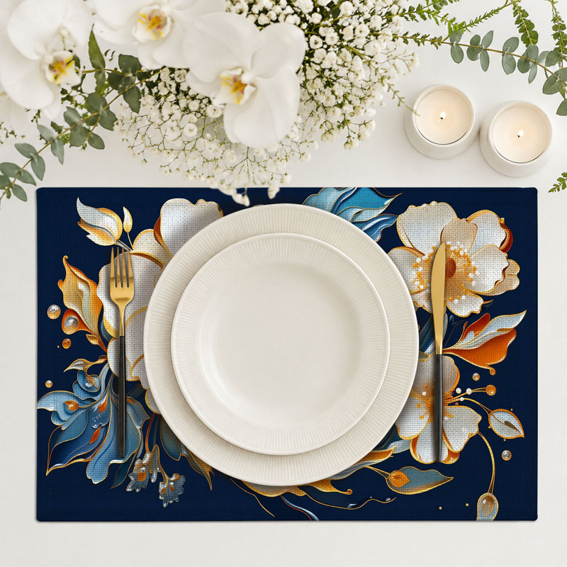 4-Piece Polyester Rectangle Dining Table Placemat