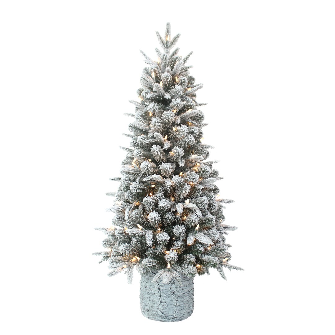 Künstlicher Weihnachtsbaum 228 cm Grün mit 140 Leuchten in Weiß und Ständer Aspen