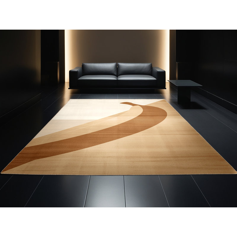 Machine Washable Easton Banana Modern Solid Color Rug in Brown – Beige Binding, 2x5