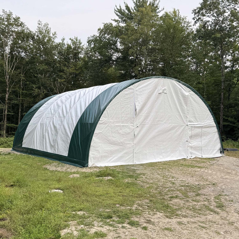 Abri de rangement à arc en treillis simple l 30 pi x P 40 pi, PVC 18 oz, structure en acier galvanisé robuste, 18oz PVC