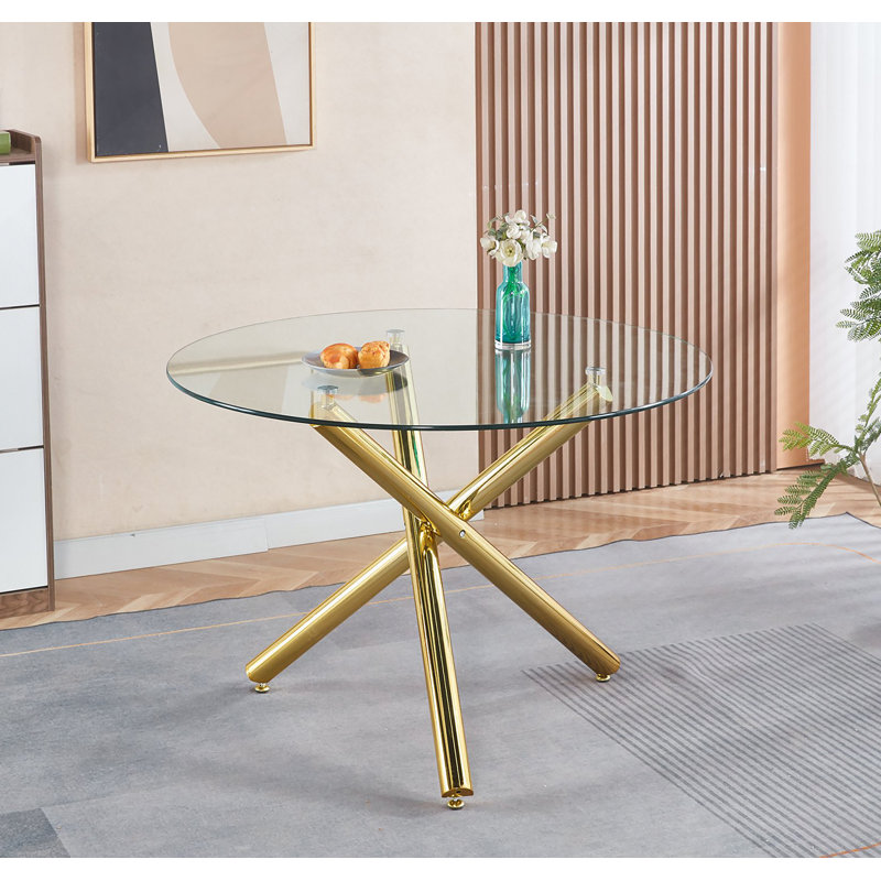 Table de salle à manger Golden, 29.13" H x 43.3" W x 43.3" D, Gold