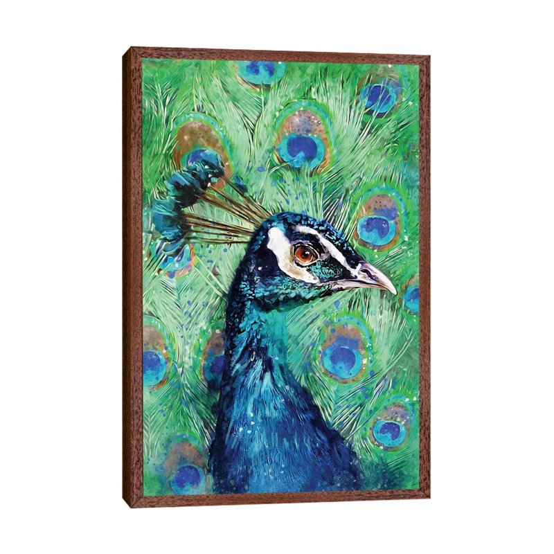 Peacock 1 Piece Wall Art on Canvas, 66.04 cm H x 45.72 cm W, Classic Wood Floater Framed