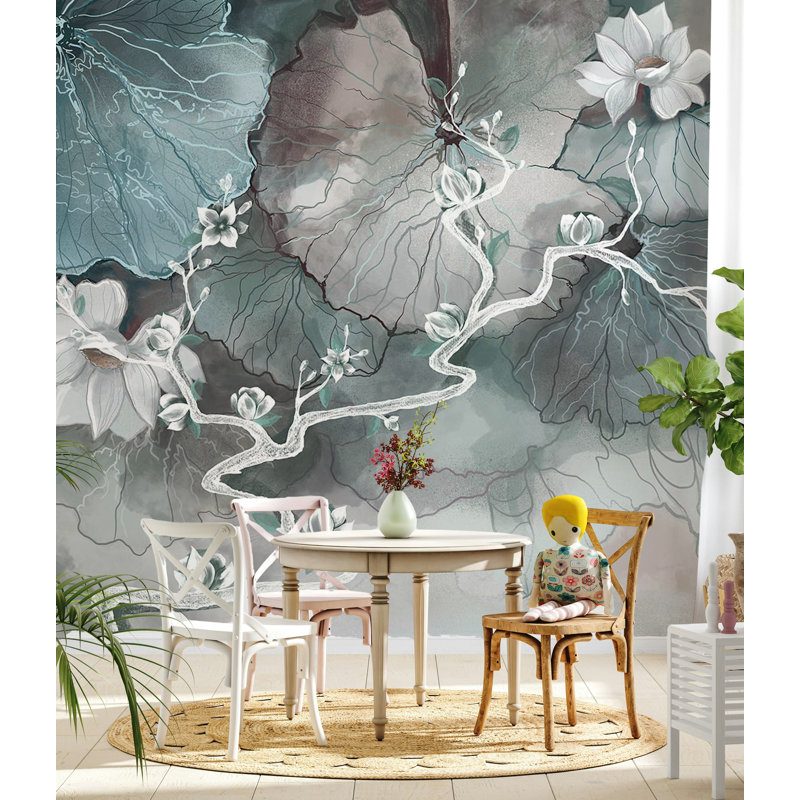 Floral Wall Mural, 75" W x 112" L