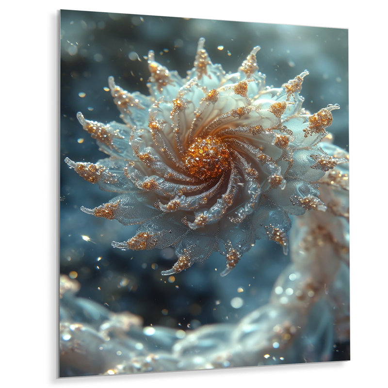 Winter Magic Curl - art mural fractal, Métal métal, H 44 po x l 34 po x P 1,5 po