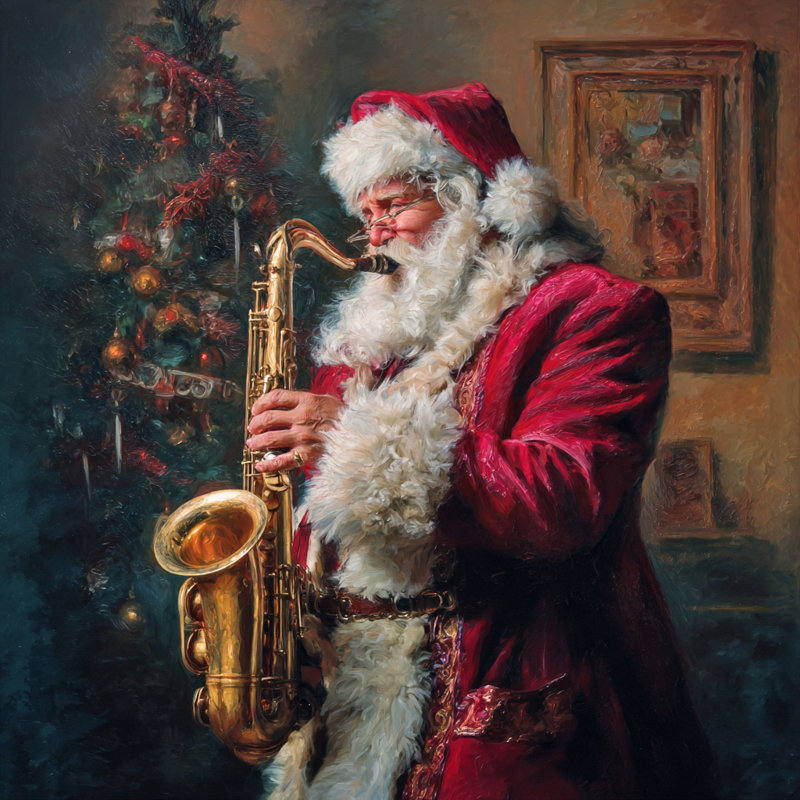 «Santa's Jazz Night», art mural sur toile tendue