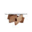 Table basse ronde 35,4 po, plateau en verre trempé, base en placage de bois massif
