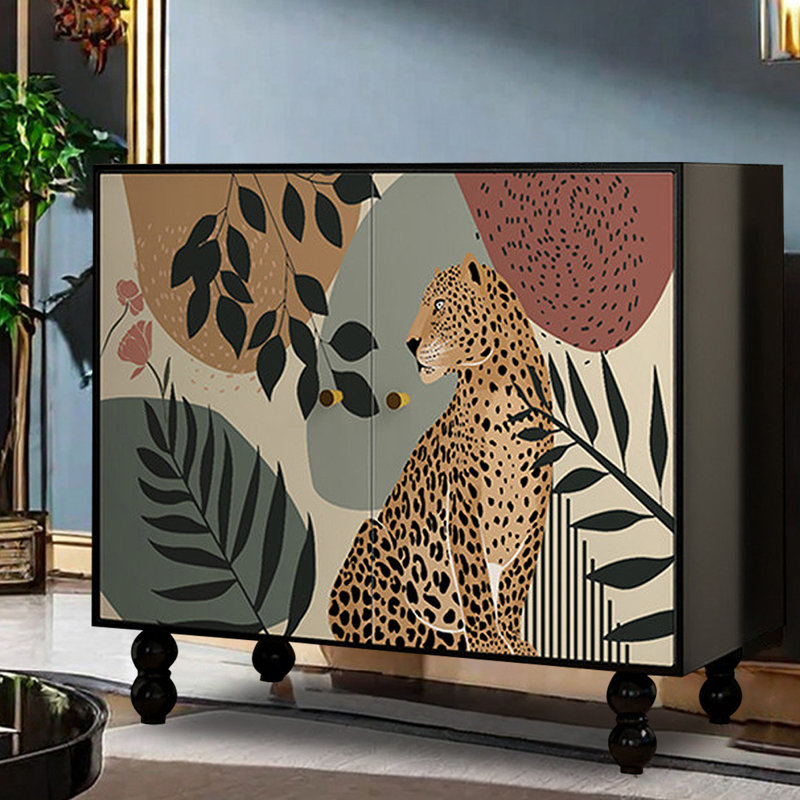 Armoire d'appoint moderne en bois massif noir, 39.37, Picture Colour