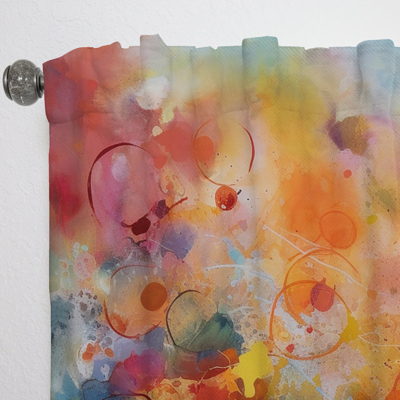 Narbonne - Orange Red Marbled Dreamscape III - Modern Velvet Curtain - Room Darkening - 1 panel, 52" W x 108" L