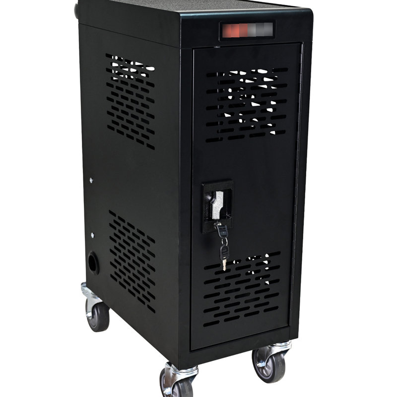 16 armoires de recharge verrouillables pour ordinateur portable et en noir. Rechargez 16 appareils simultanément. Unité de rangement sécurisée. Espace portable. Convient à différents types de tablettes. Disposition soignée du cordon. Ul Power Chargers.