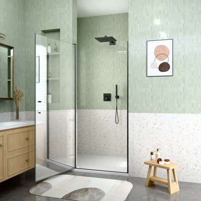 30" W x 72" H Semi-Frameless Circular Pivot Shower Door With 1/4" (6mm) Thick SGCC Tempered Glass
