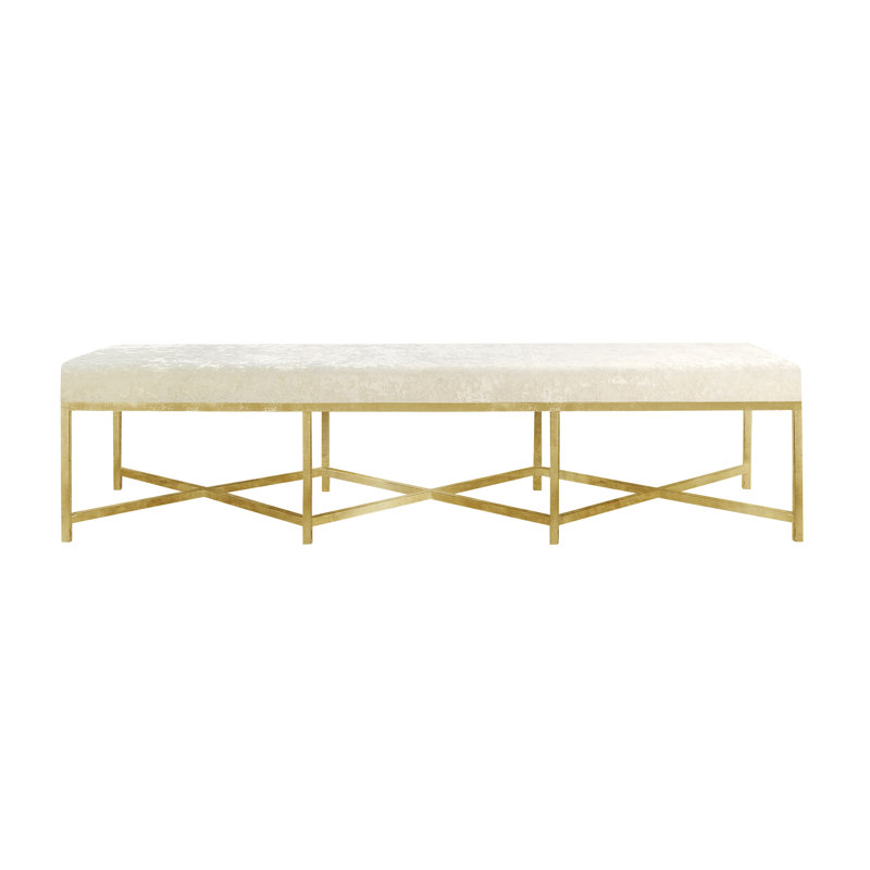 Parma Upholstered Bench, Gold Leaf/A La Mode Ivory Linen